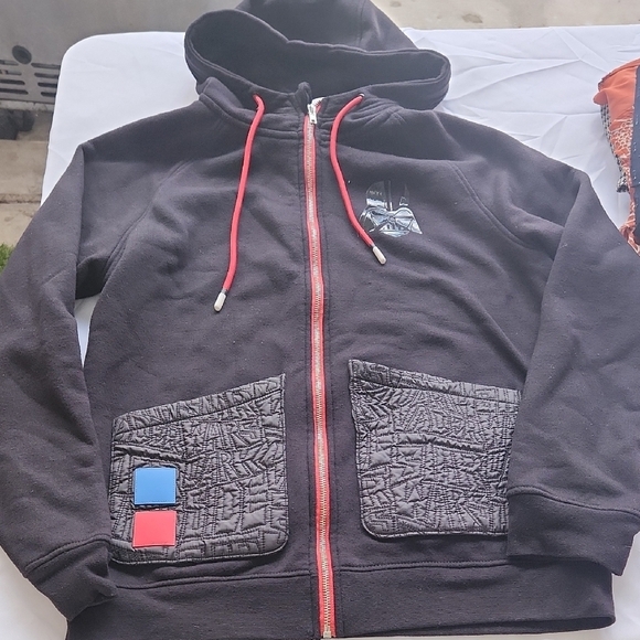 Disney Star Wars Black Hooded Jacket with Red Accents - Picture 1 of 5